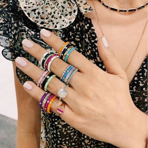 NEW Black Ceramic Stacking Ring | 925 Sterling Silver - Picture 5 of 16